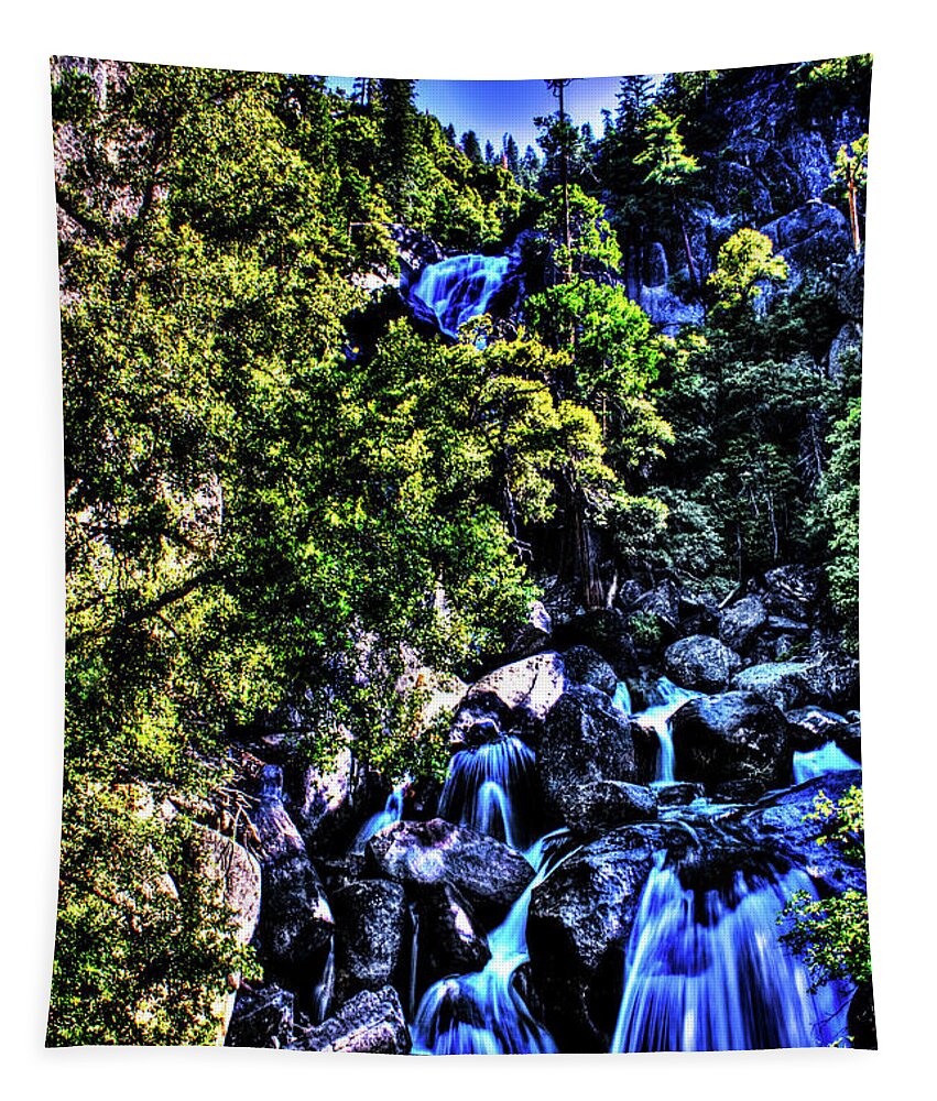 California Tapestry featuring the photograph Cathedral Creek Cascade on Tioga Pass Road by Roger Passman