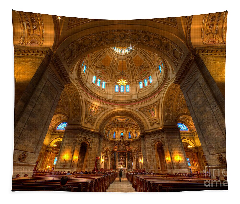 Architecture Tapestry featuring the photograph Cathedral of St Paul Wide Interior St Paul Minnesota by Wayne Moran