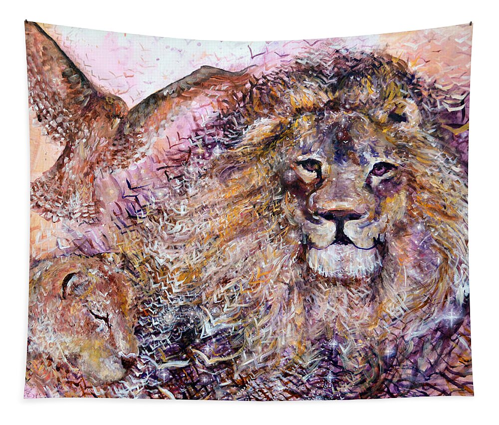 Cecil Tapestry featuring the painting Cecil The Lion by Ashleigh Dyan Bayer
