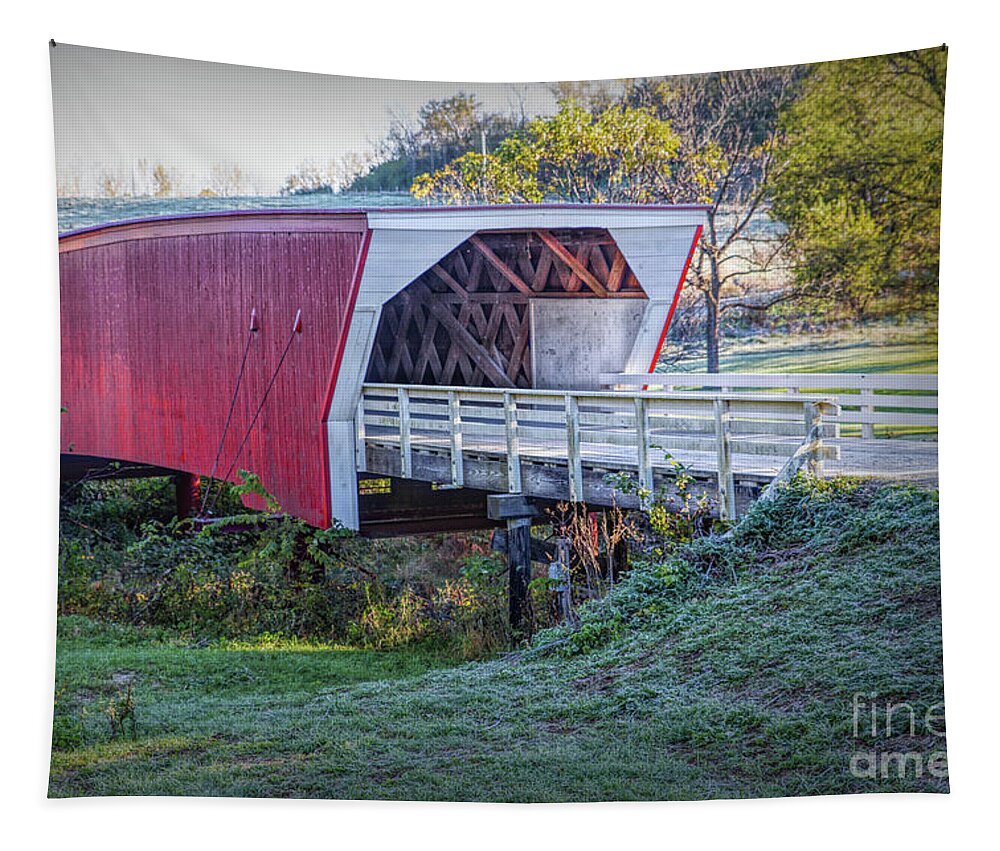 Cedar Covered Bridge Tapestry featuring the photograph Cedar Covered Bridge by Lynn Sprowl