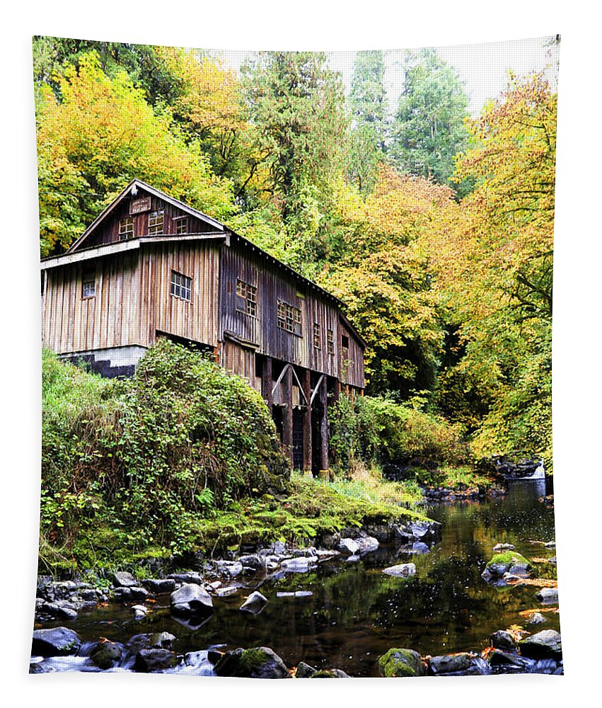 Cedar Creek Grist Mill In Woodland Washington Tapestry featuring the photograph Cedar Creek Grist Mill In Washington by Athena Mckinzie