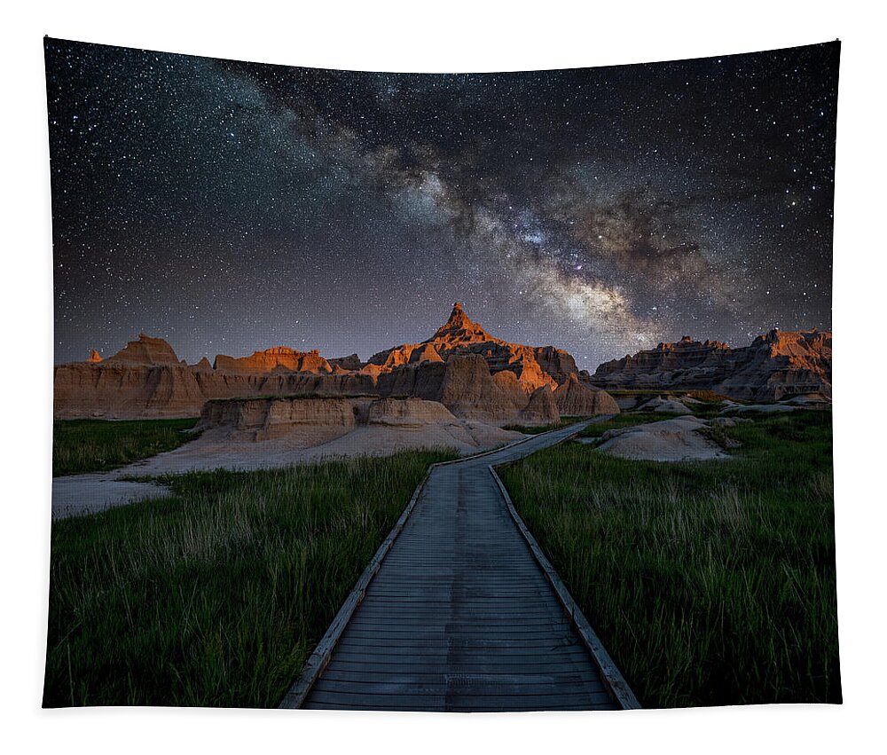 Night Photography Tapestry featuring the photograph Cedar Pass Milky Way by Darren White