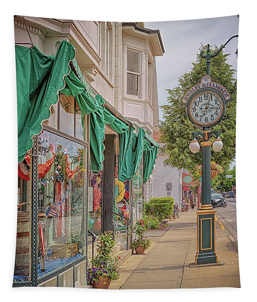 Clock Tapestry featuring the photograph Cedarburg Street Clock by Susan Rissi Tregoning