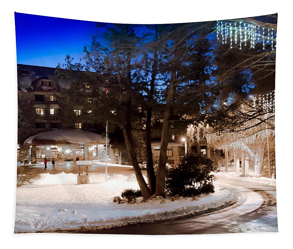 Grove Park Inn Tapestry featuring the photograph CELEBRATE the WINTER NIGHT by Karen Wiles