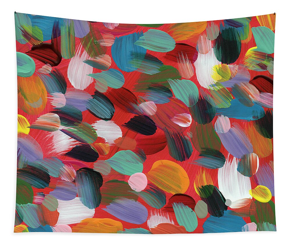 Abstract Tapestry featuring the painting Celebration Day- Art by Linda Woods by Linda Woods