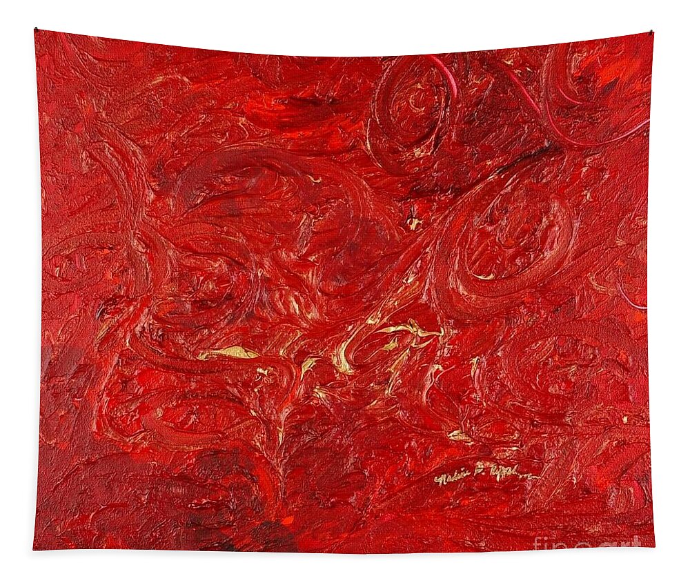 Red Tapestry featuring the painting Celebration by Nadine Rippelmeyer
