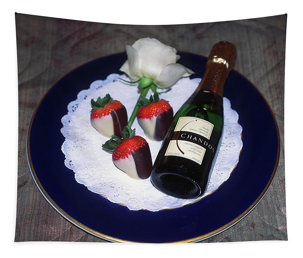 Champagne Bottle Tapestry featuring the photograph Celebration Plate by Sally Weigand