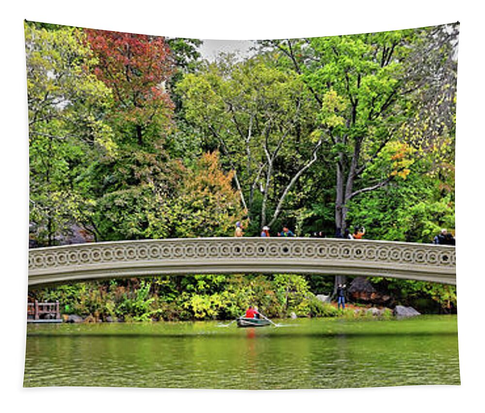 Central Park Tapestry featuring the photograph Bow Bridge Central Park by Doolittle Photography and Art