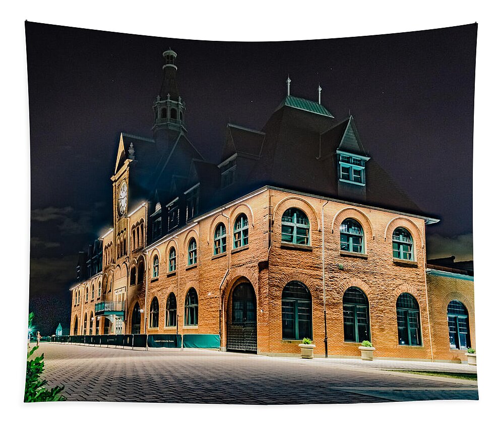 Building Tapestry featuring the photograph Central Railroad of New Jersey Terminal by SAURAVphoto Online Store