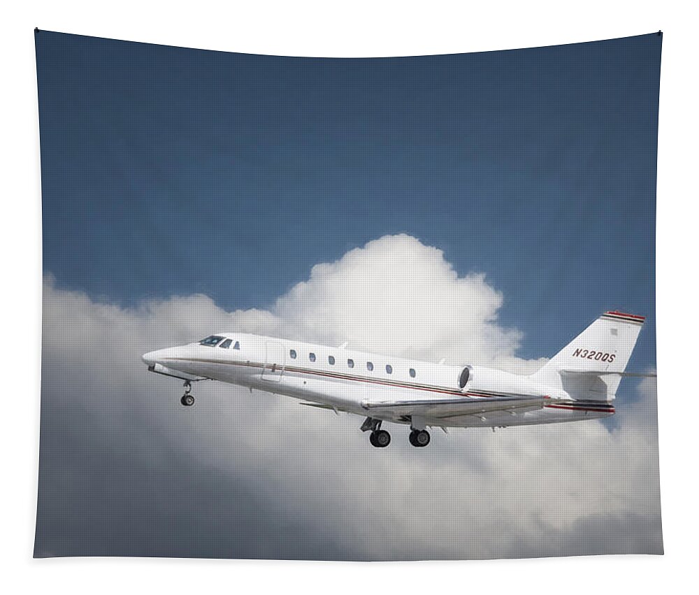 Aviation Tapestry featuring the photograph Cessna 680 by Guy Whiteley