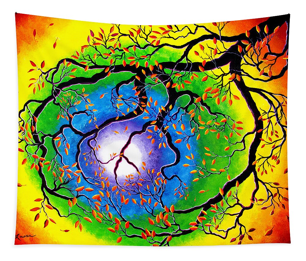 Chakra Tapestry featuring the painting Chakra Peace Tree Meditation by Laura Iverson