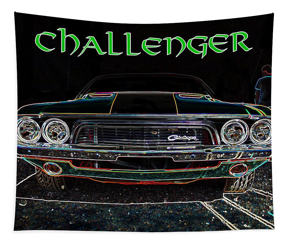 Dodge Tapestry featuring the digital art Challenger wallhanger by Darrell Foster