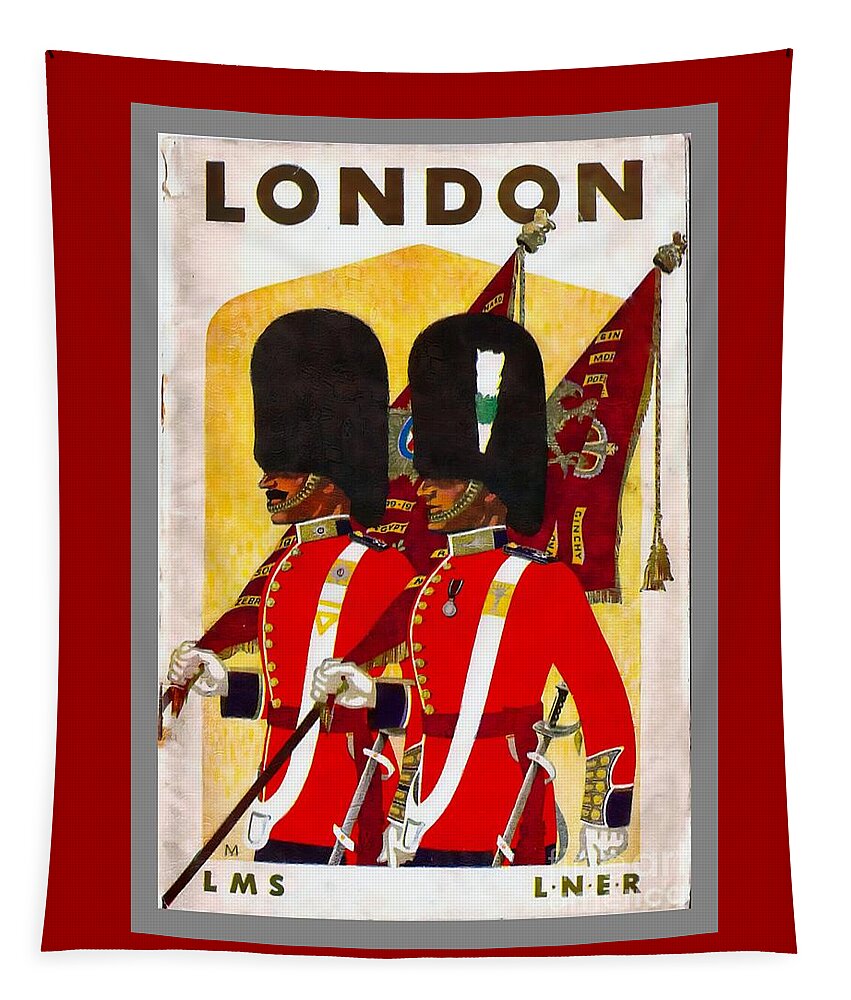 London Tapestry featuring the painting Changing The Guard London - 1937 by Ian Gledhill