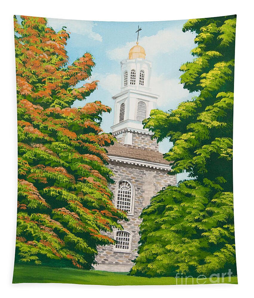 Colgate University Tapestry featuring the painting Chapel on the Hill by Charlotte Blanchard