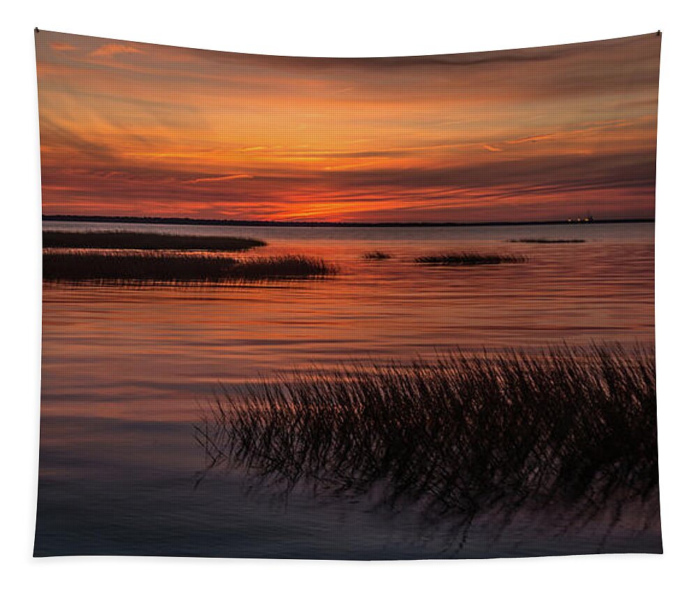 Charleston Tapestry featuring the photograph Charleston Lowcountry at Dusk by Donnie Whitaker