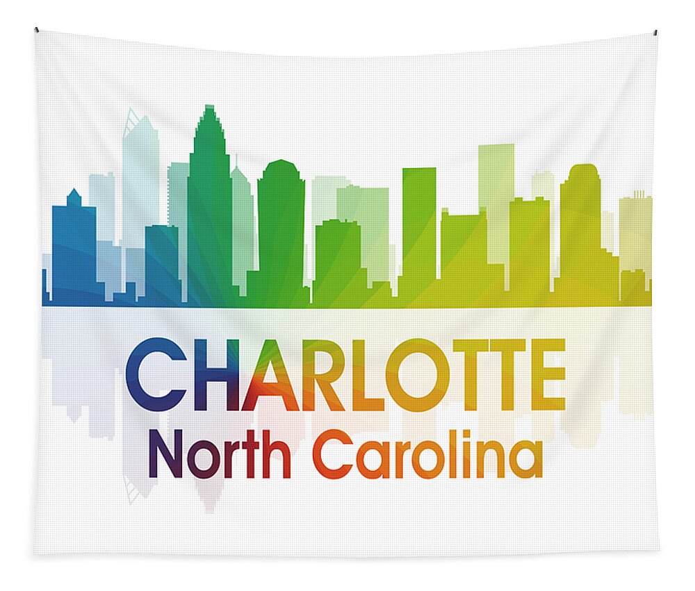 City Silhouette Tapestry featuring the digital art Charlotte NC by Angelina Tamez