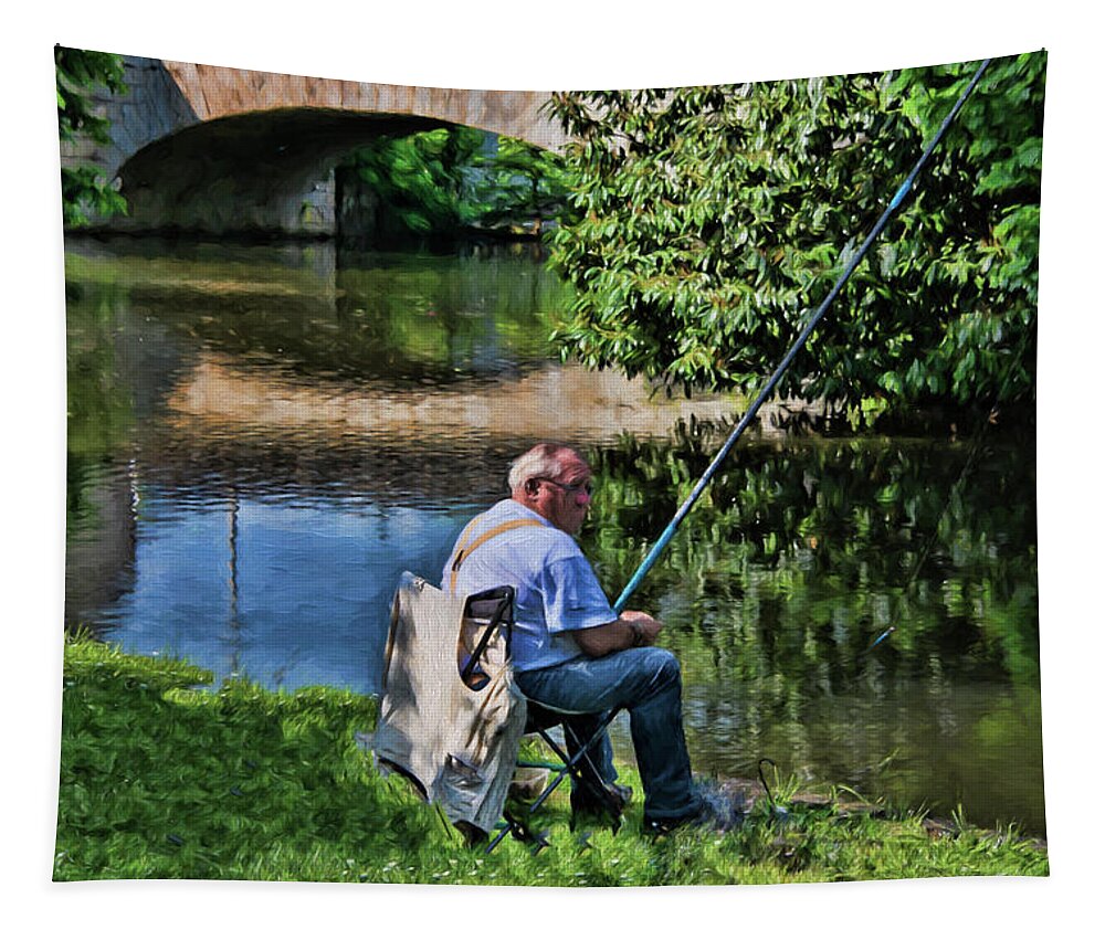 Chartres Tapestry featuring the photograph Chartres, France, A Good Day Fishing by Curt Rush