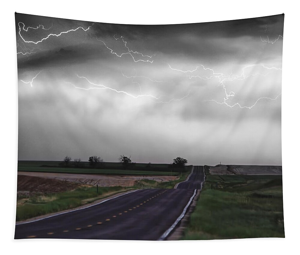 \boardroom Art\ Tapestry featuring the photograph Chasing The Storm - BW and Color by James BO Insogna