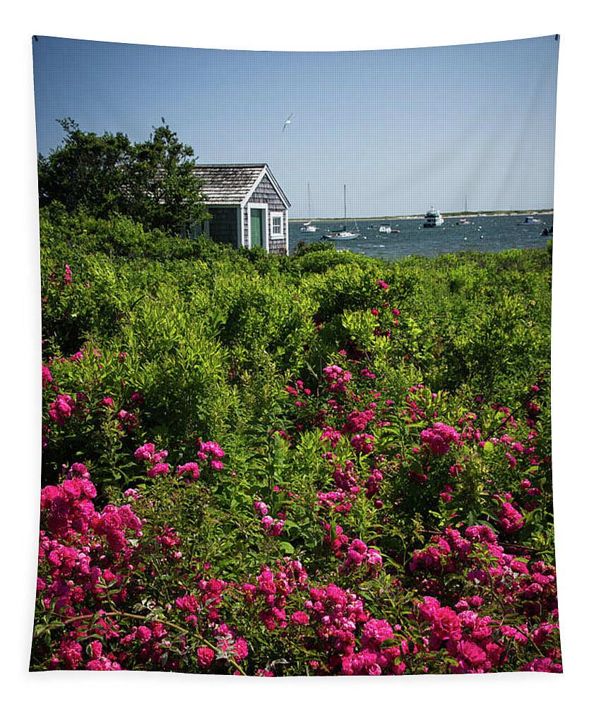 Chatham Tapestry featuring the photograph Chatham Boathouse by Jim Gillen