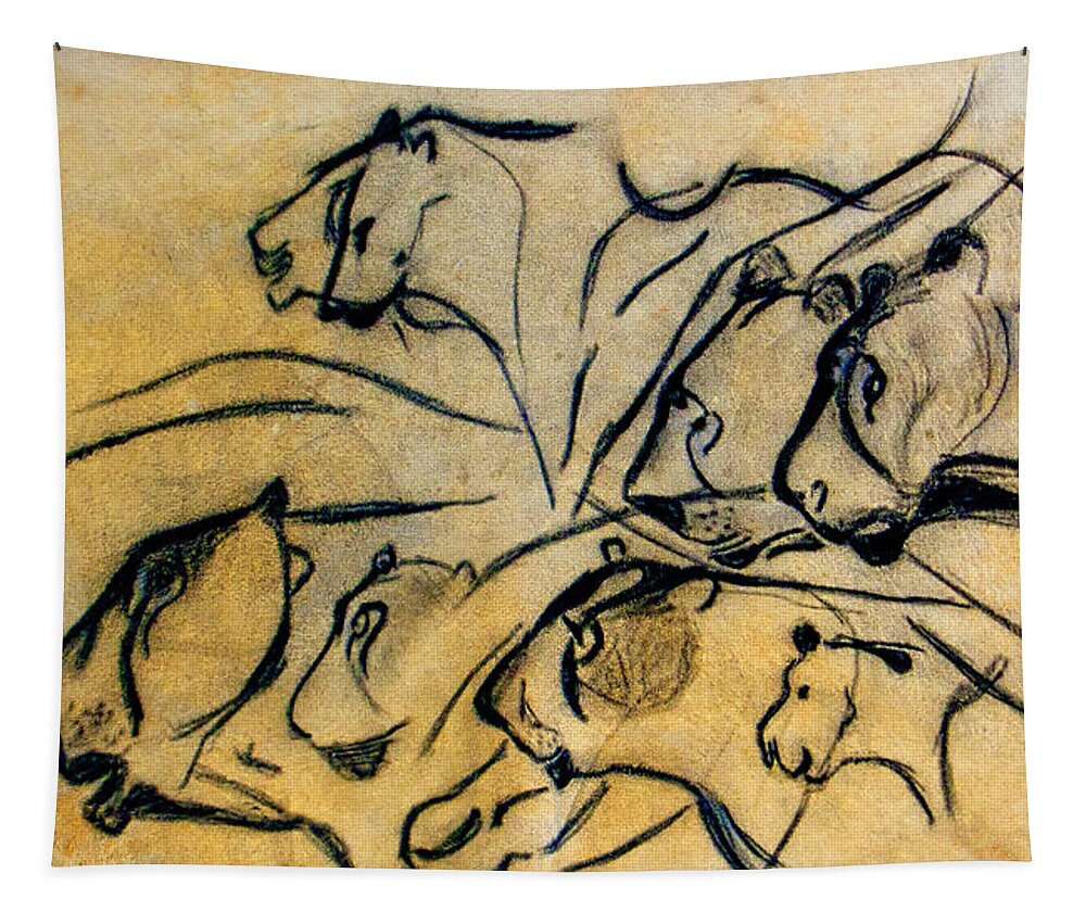 Chauvet Cave Lions Tapestry featuring the photograph chauvet cave lions Clear by Weston Westmoreland