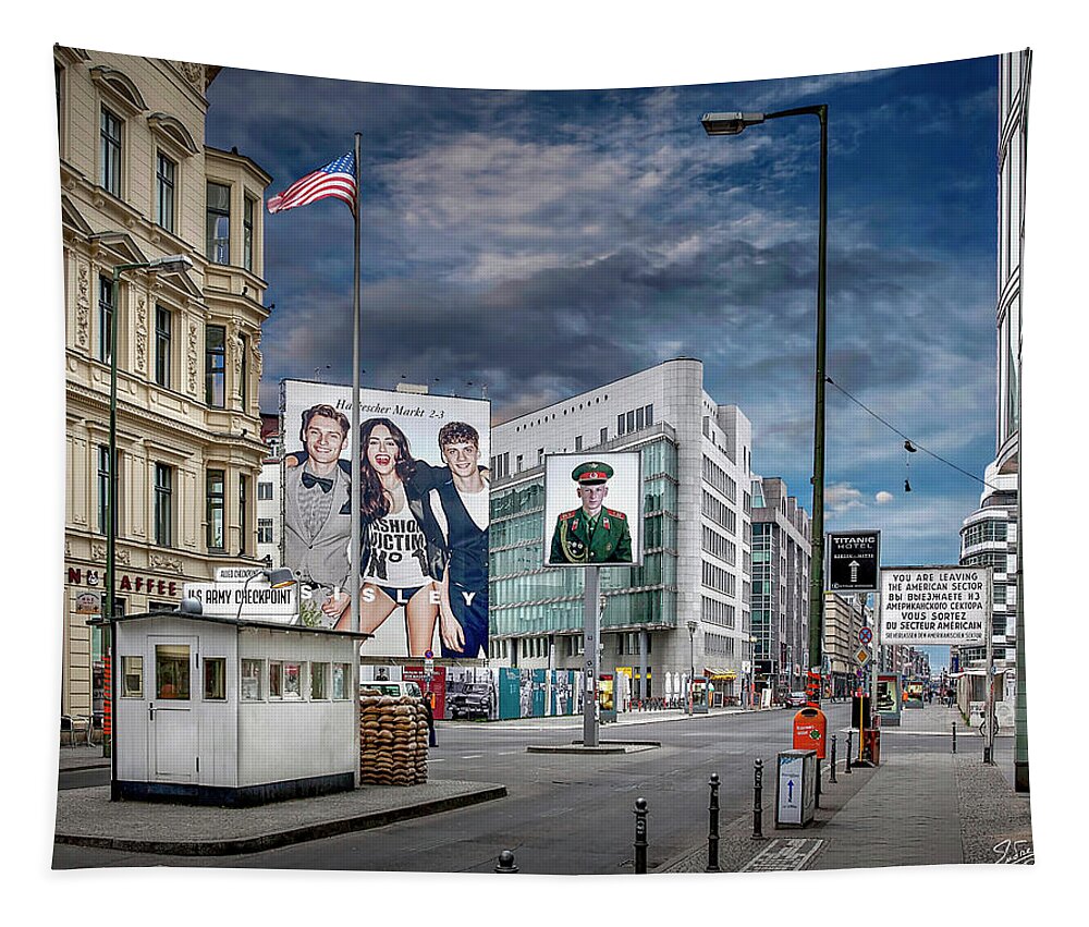 Endre Tapestry featuring the photograph Checkpoint Charlie In 2011 by Endre Balogh