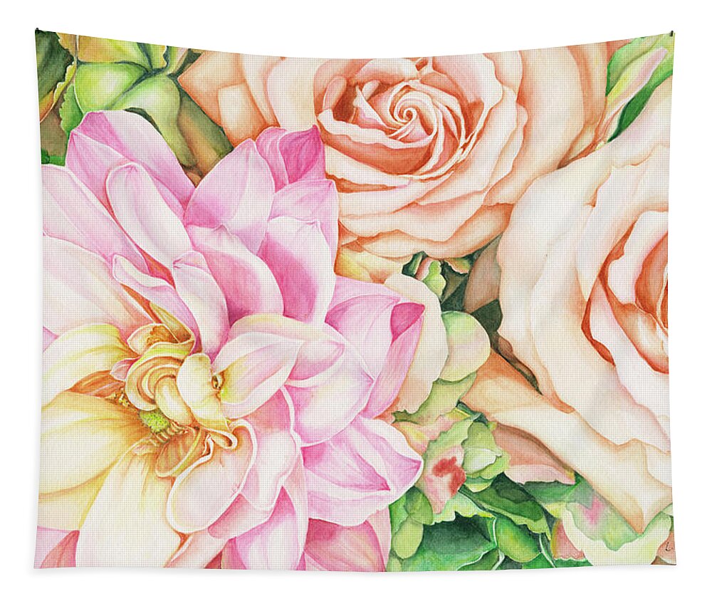 Rose Tapestry featuring the painting Chelsea's Bouquet by Lori Taylor