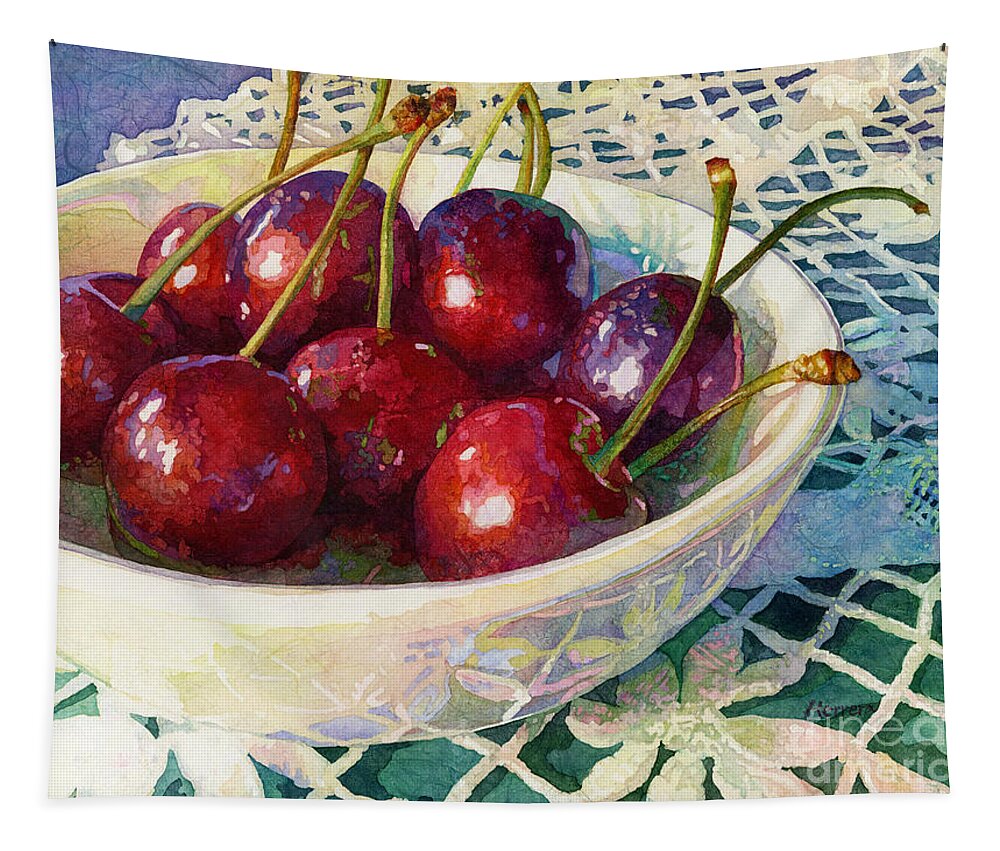 Cherry Tapestry featuring the painting Cherries Jubilee by Hailey E Herrera