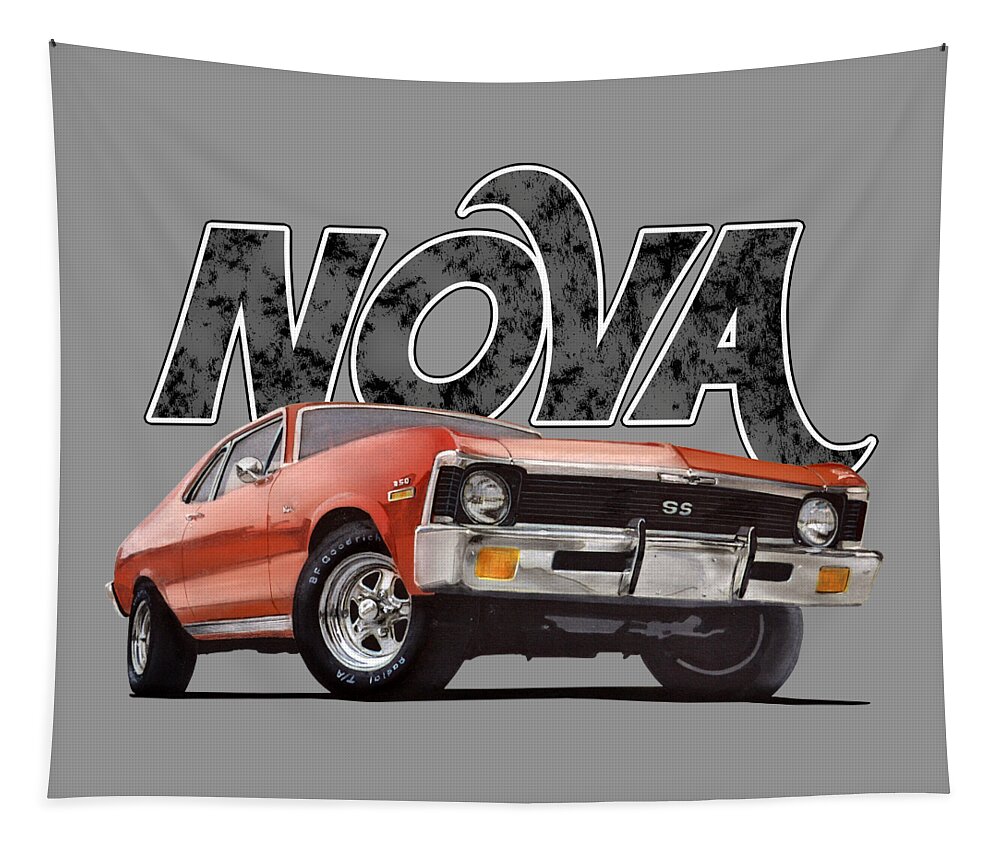 1970 Tapestry featuring the digital art Chevy Nova by Paul Kuras