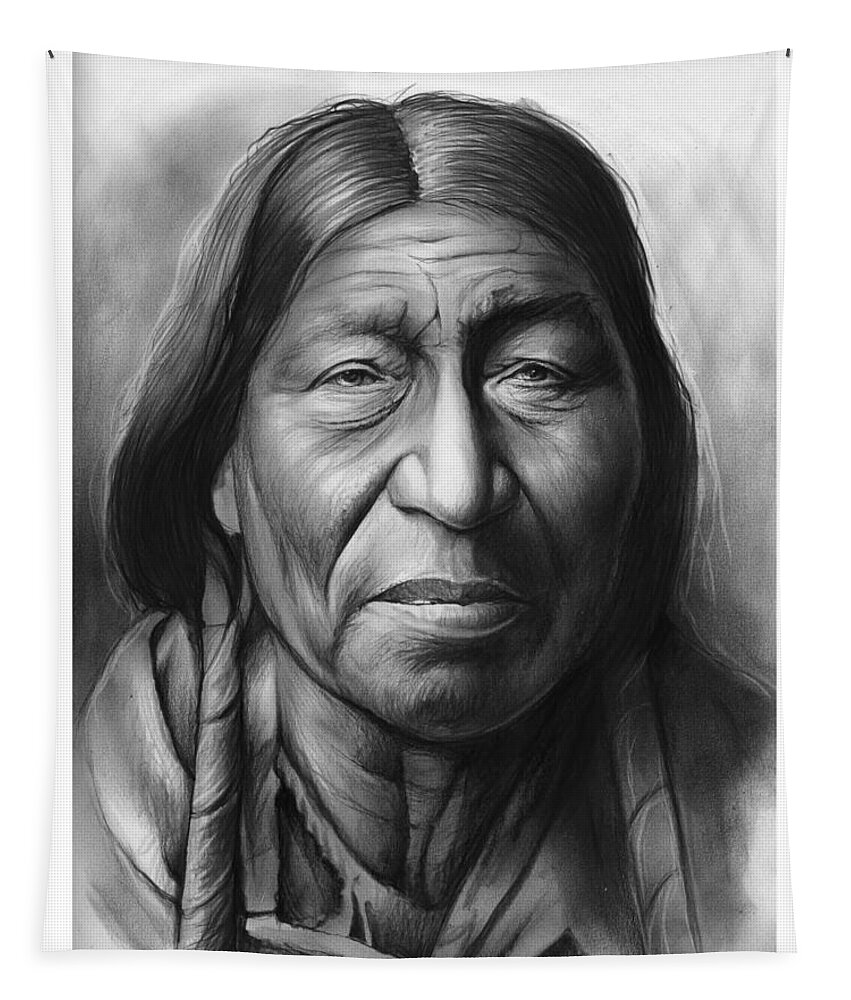 Indian Tapestry featuring the drawing Cheyenne by Greg Joens