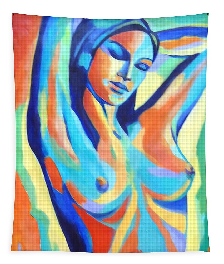 Affordable Original Art Tapestry featuring the painting Chica de Zihuatanejo by Helena Wierzbicki