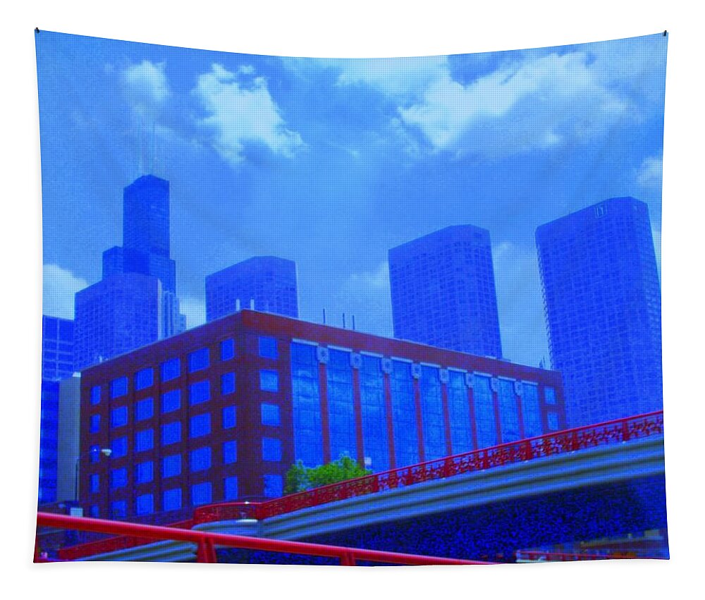 Cityscape Tapestry featuring the photograph Chicago the city of blues by Julie Lueders 