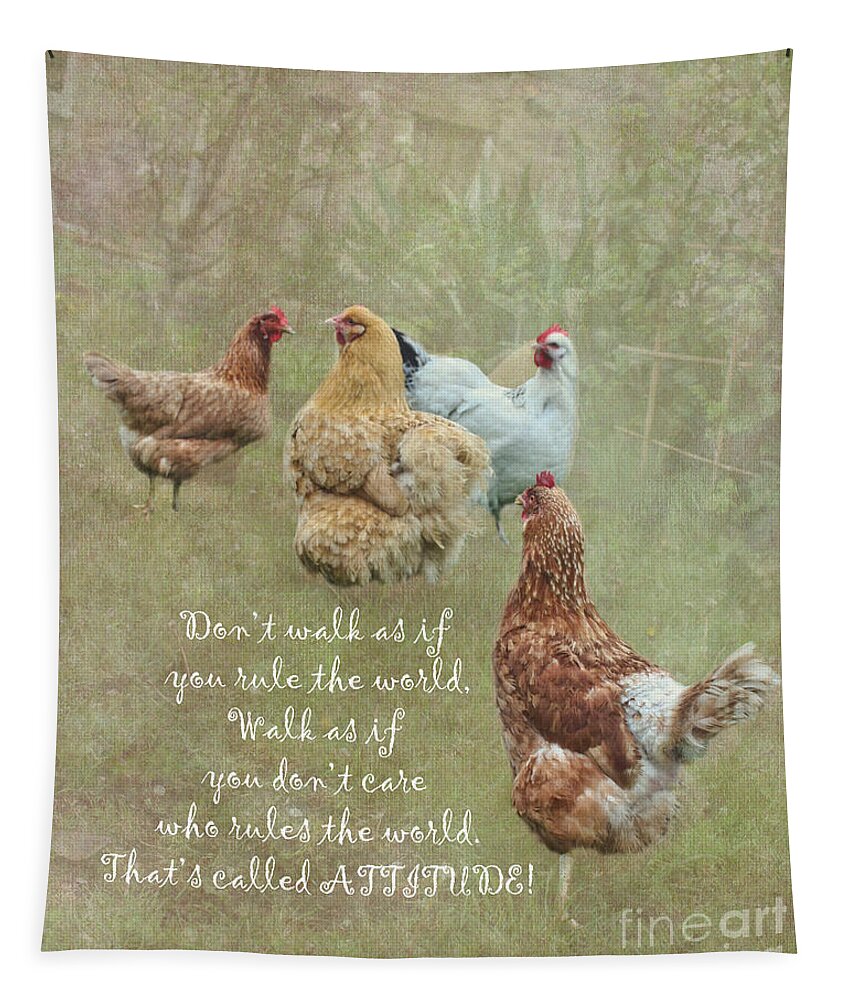 Chicken Tapestry featuring the photograph Chickens With Attitude by Terri Waters