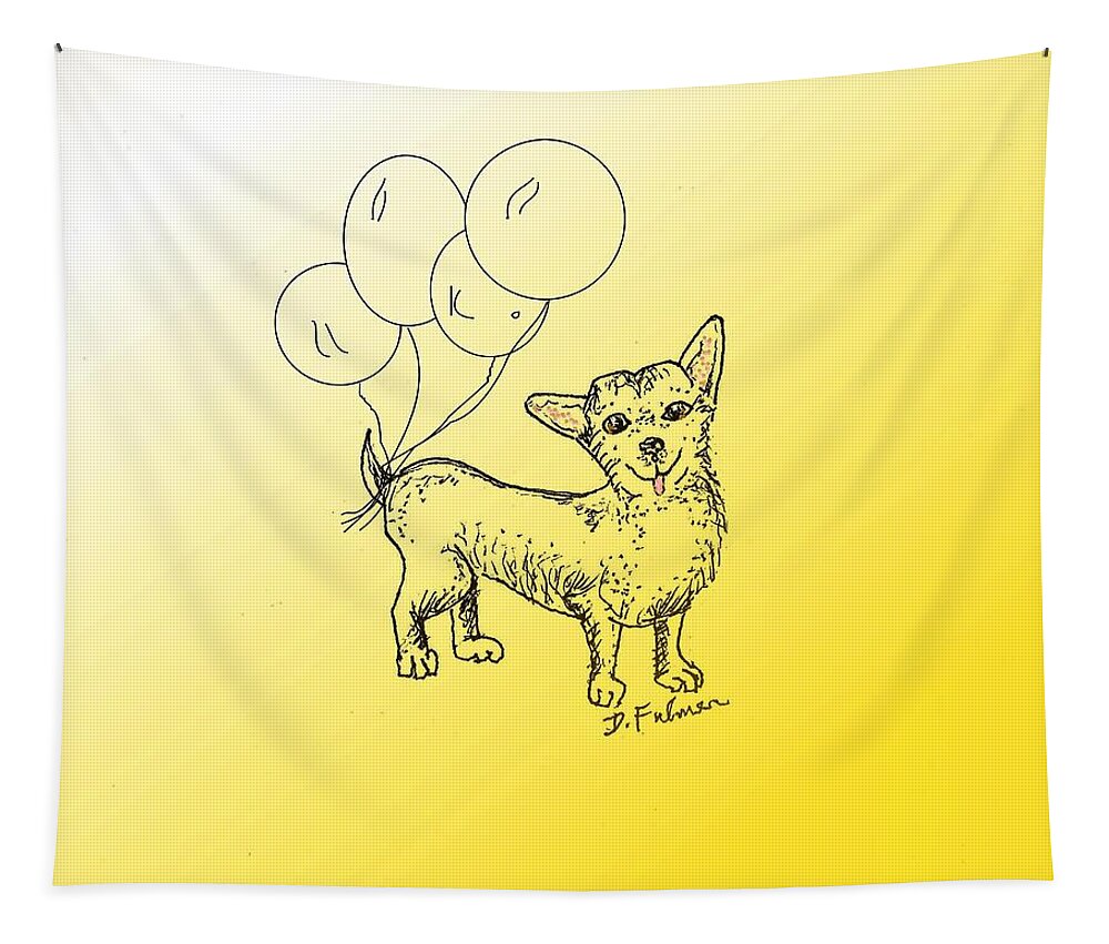 Animal Tapestry featuring the drawing Chihuahua by Denise F Fulmer