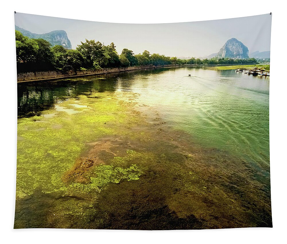 China Tapestry featuring the photograph China Guilin landscape scenery photography-16 by Artto Pan