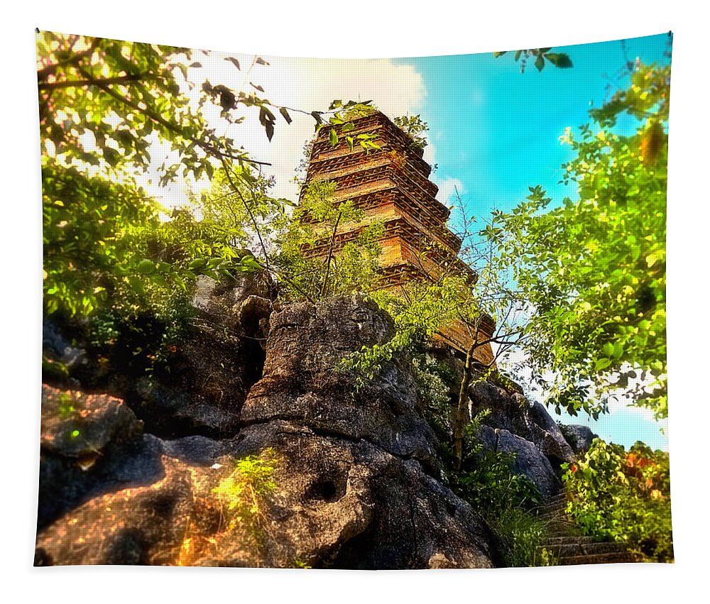 China Tapestry featuring the photograph China Guilin landscape scenery photography-25 by ArtToPan