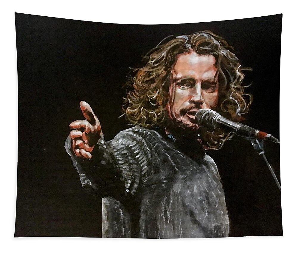 Chris Cornell Tapestry featuring the painting Chris Cornell by Joel Tesch