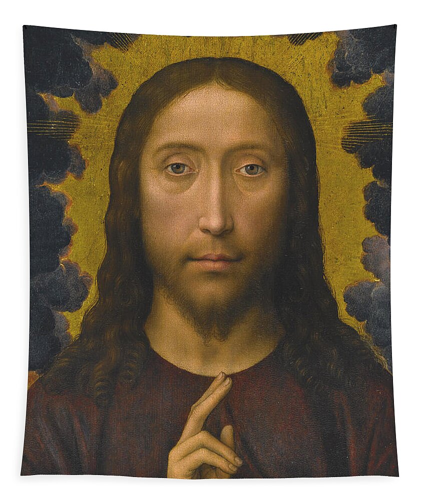 Hans Memling Tapestry featuring the painting Christ Blessing by Hans Memling
