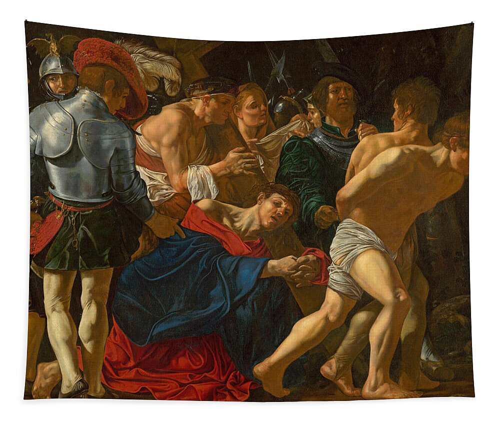 Cecco Del Caravaggio Tapestry featuring the painting Christ carrying the Cross by Cecco del Caravaggio