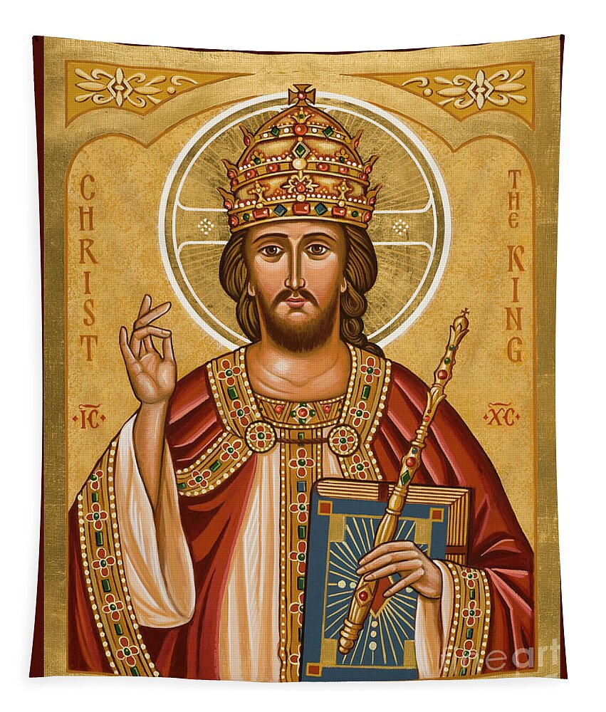 Christ The King Tapestry featuring the painting Christ the King - JCCTK by Joan Cole