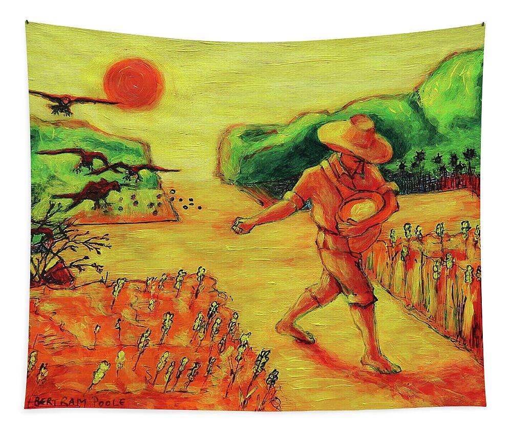 Christian Art Tapestry featuring the painting Christian Art Parable of the Sower artwork T Bertram Poole by Thomas Bertram POOLE
