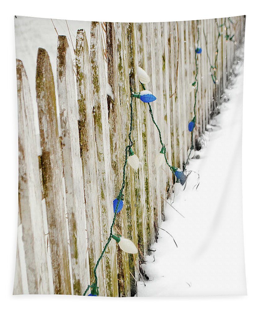 Picket Fence Tapestry featuring the photograph Christmas Fence by Troy Stapek