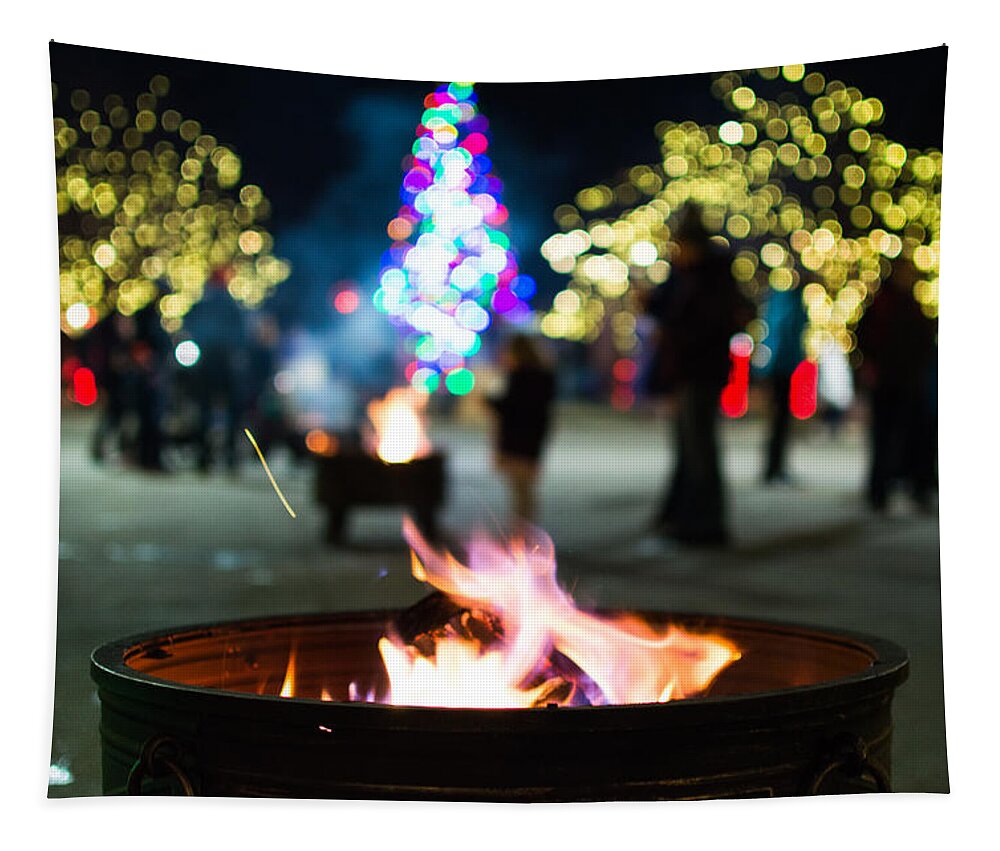 Fire Tapestry featuring the photograph Christmas fire pit by Stephen Holst