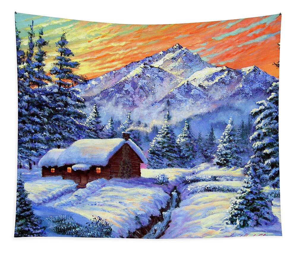 Landscape Tapestry featuring the painting Christmas Morning by David Lloyd Glover