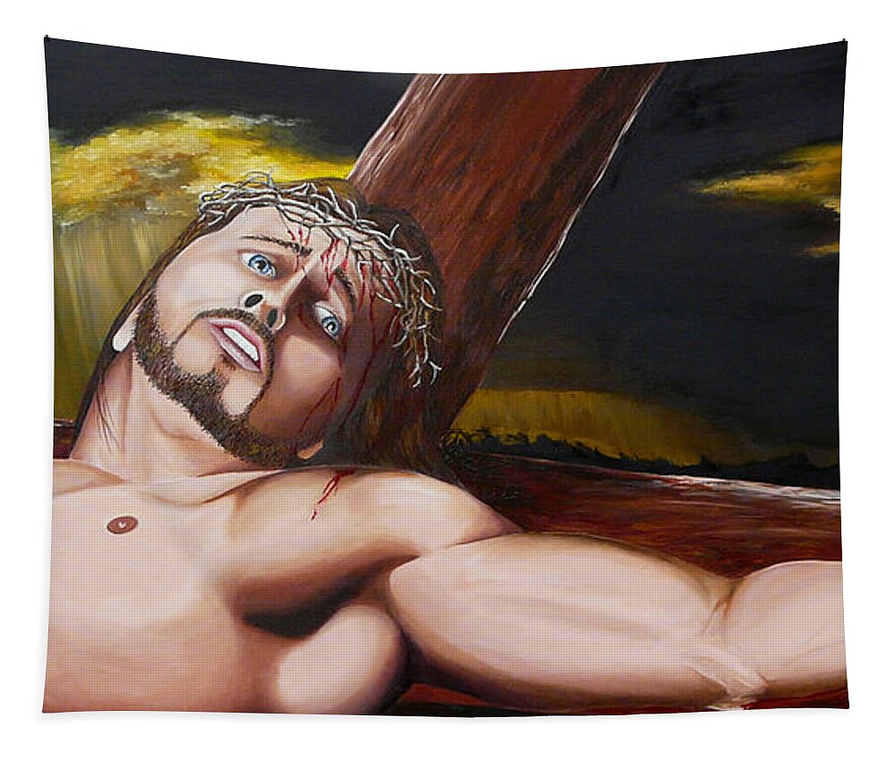 Christ Tapestry featuring the painting Christ's Anguish by Vic Ritchey