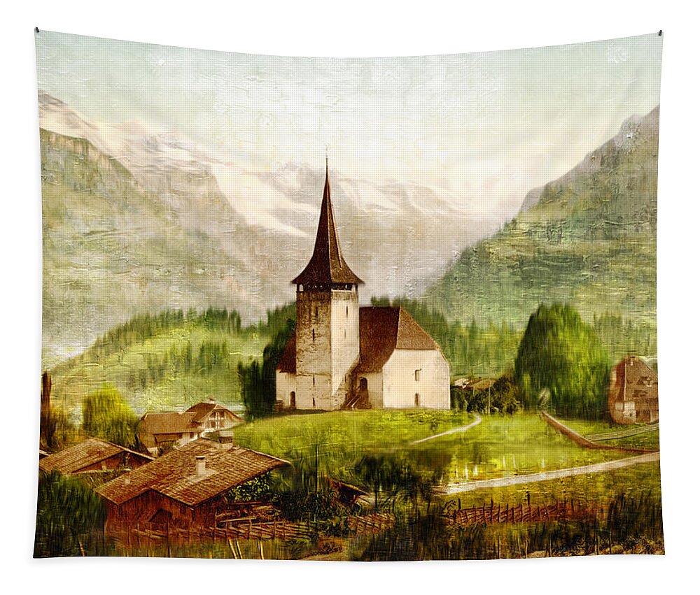 Church In The Alps Tapestry featuring the photograph CHURCH iN THE ALPS by Carlos Diaz