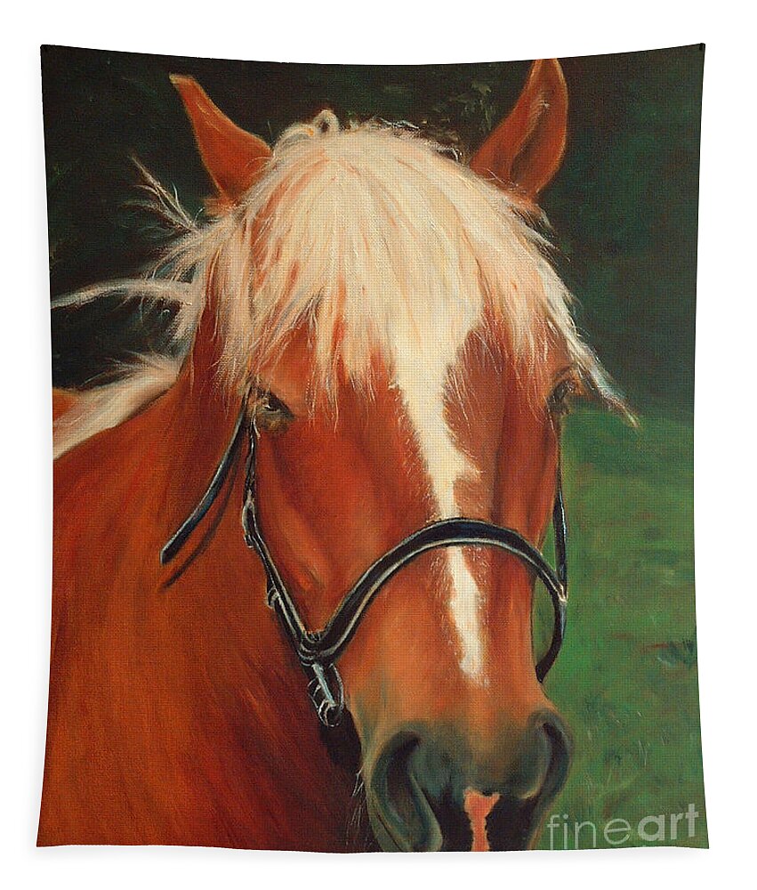 Euqestrian Art Tapestry featuring the painting Cinnamon the Horse by Portraits By NC