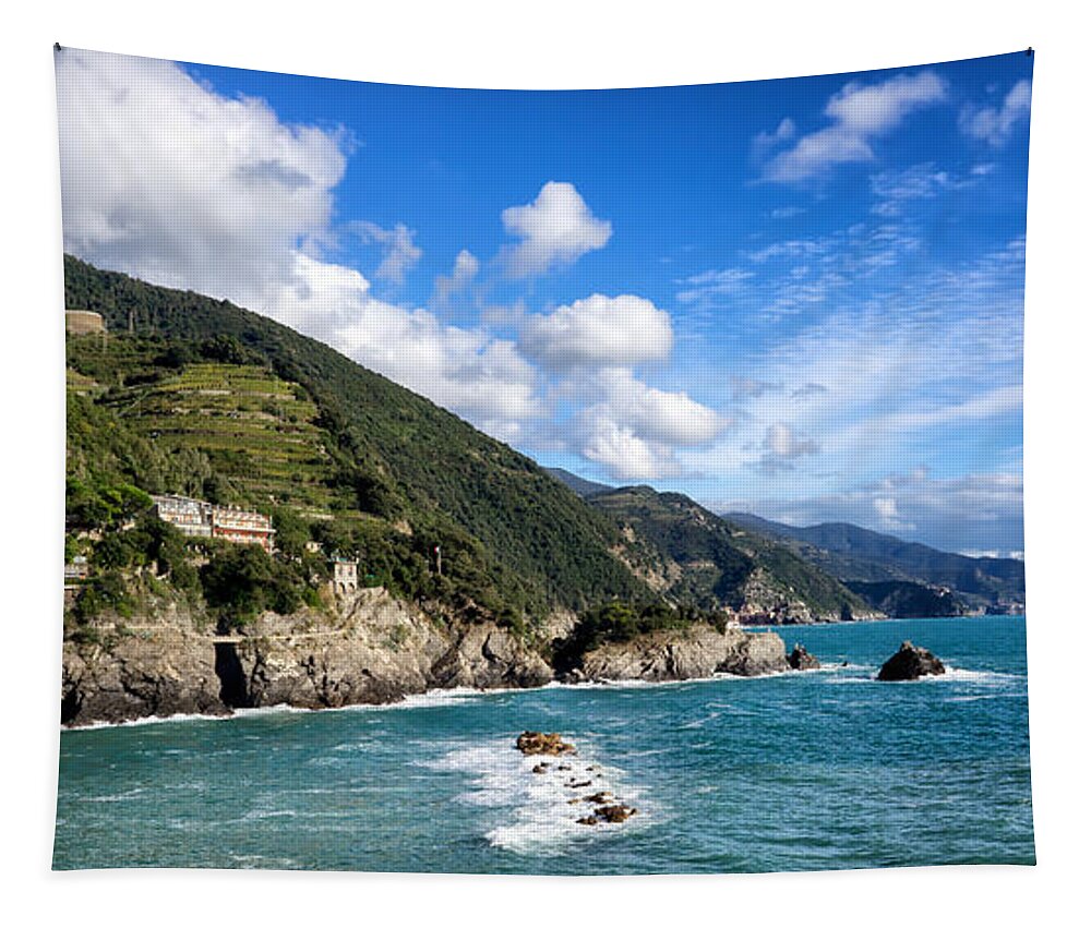 Coastline Tapestry featuring the photograph Cinque Terre Coastline by Weir Here And There