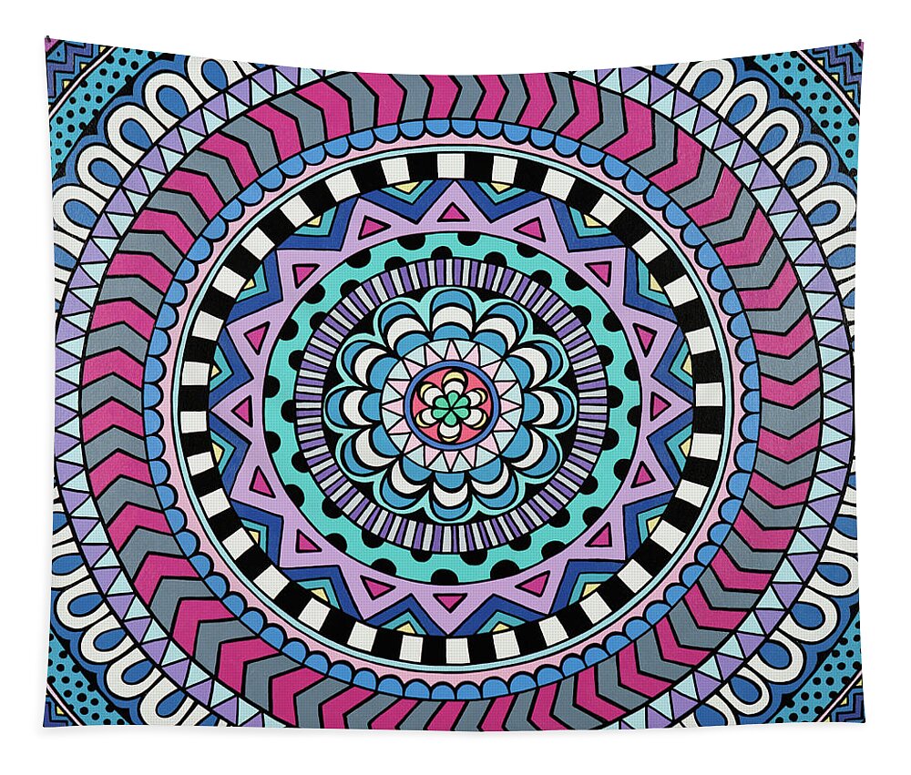 Mandala Tapestry featuring the painting Purple Mandala by Beth Ann Scott