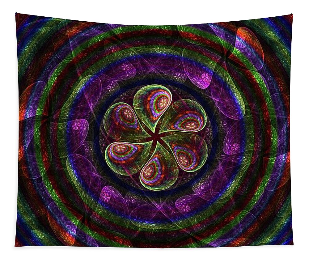 Apophysis Fractal Tapestry featuring the digital art Circle Flower by Angie Tirado