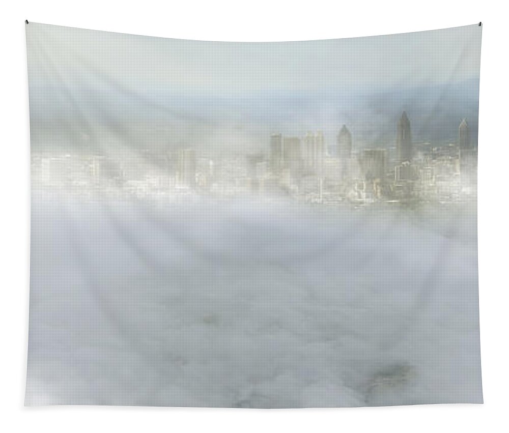 Jacksonville Tapestry featuring the photograph City Amongst the Clouds - Jacksonville - Florida - Landscape by Jason Politte
